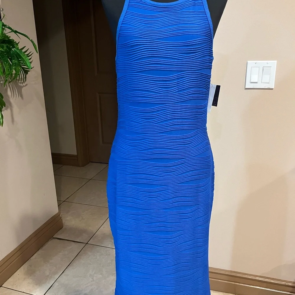 Planet Gold Ribbed Blue Dress - Picture 5 of 8